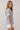 STEEL BLUE SPLIT V-NECK STRIPED SHORT SLEEVE TOP