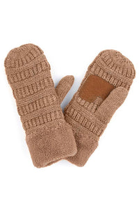 Navy C.C Solid Color Knitted Mitten Gloves