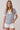 STEEL BLUE SPLIT V-NECK STRIPED SHORT SLEEVE TOP