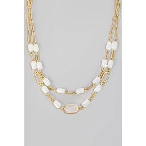 Layered Chain Semi Precious Stone Necklace