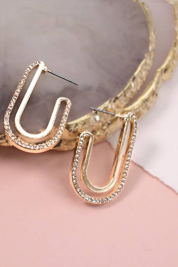 RHINESTONE HUGGIE EARRINGS