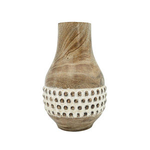 Gigi Whitewashed Wood Bead Dried Florals Vase