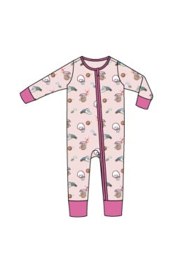 Basketball Pink - 2 Way Zipper Romper