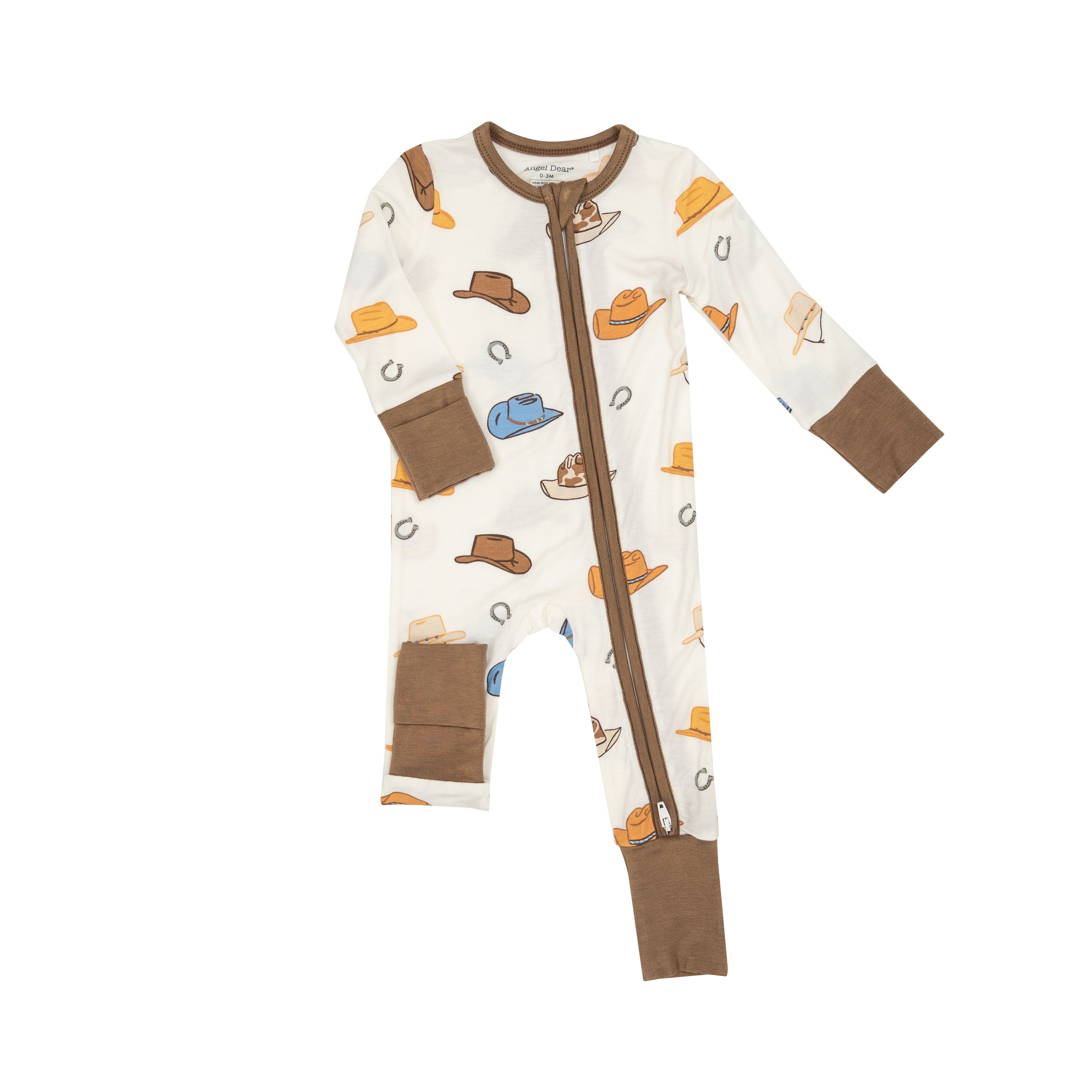 Brown Cowboy Hats 2-Way Zipper Romper