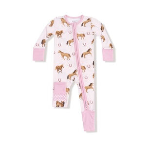 Horses - Pink - 2 Way Zipper Romper
