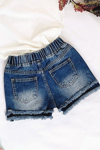 Girls Denim Elastic Waisted Shorts