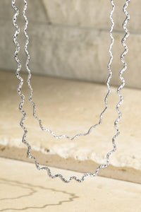 Silver Brass Wavy Layered Necklace