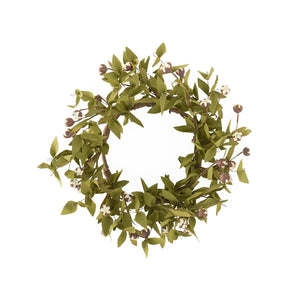 16 Inch Cream Bud w/Eva Foliage Candle Ring/Wreath