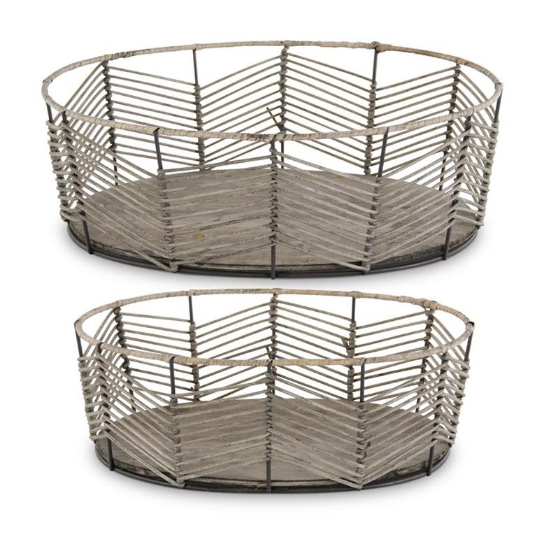 Large Chevron Bamboo Basket