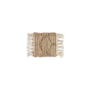 4 Inch Square Tan Jute & Cotton Diamond Woven Coasters