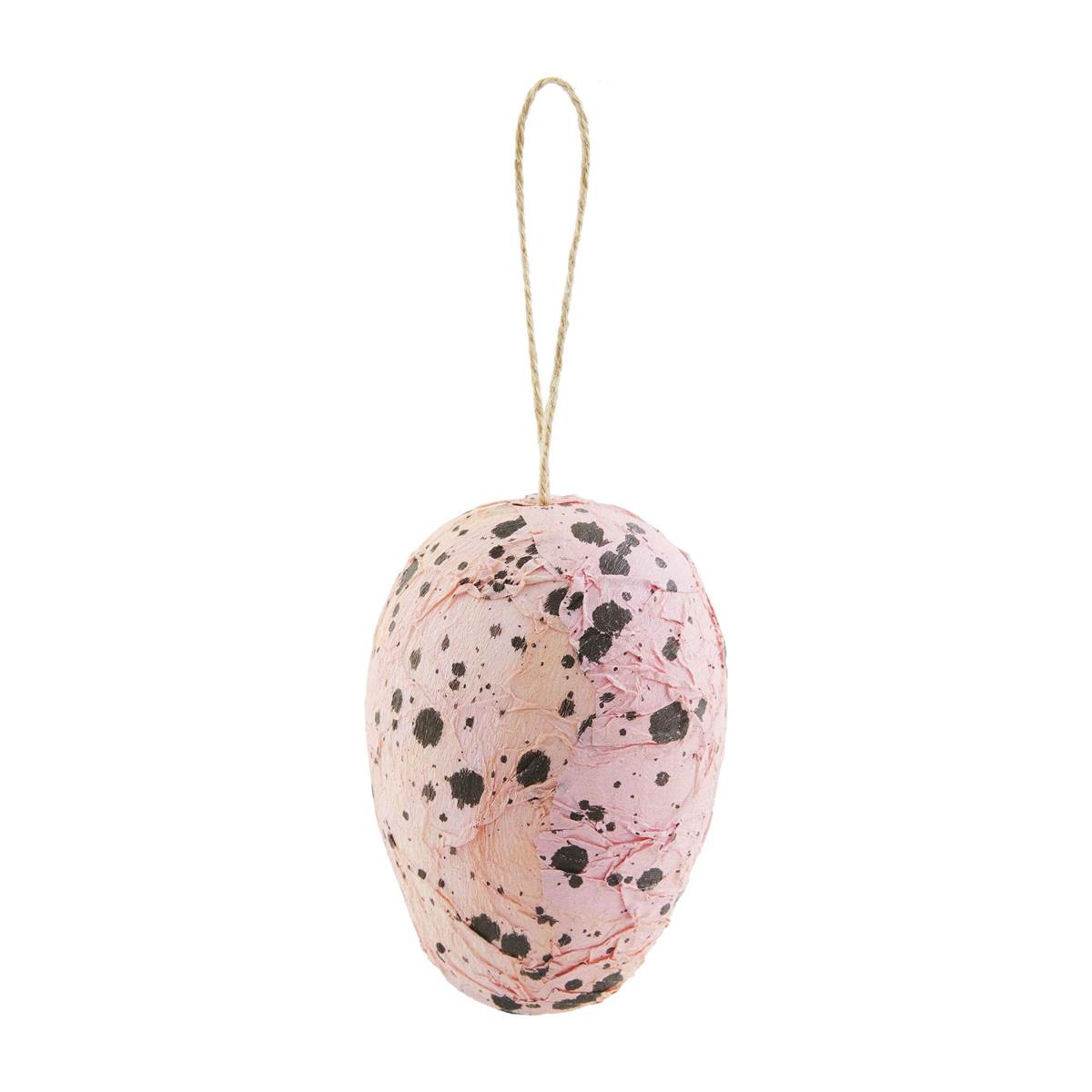 PINK SPEC PAPER MACHE EGG