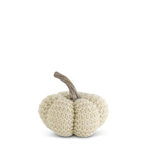 4.5in Cream Knit Stuffed Pumpkin