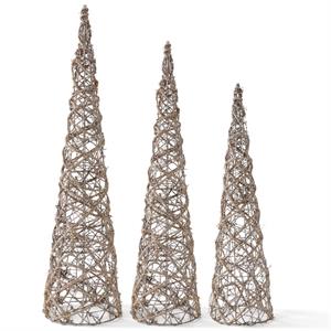 Glittered Rattan & Sisal Cone Tree