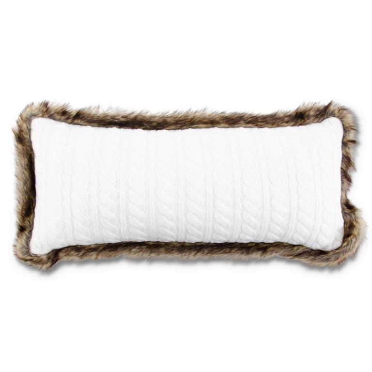 22in White Knit Rectangular Pillow