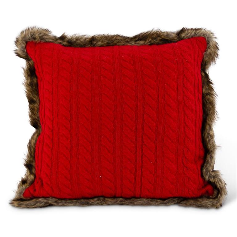 18in Red Knit Square Pillow