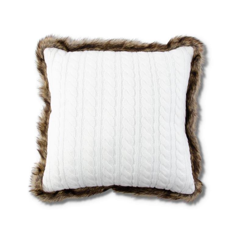 18in White Knit Square Pillow