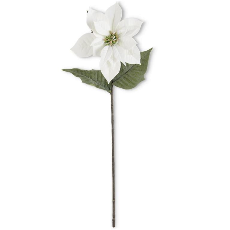 28in White Poinsettia Stem