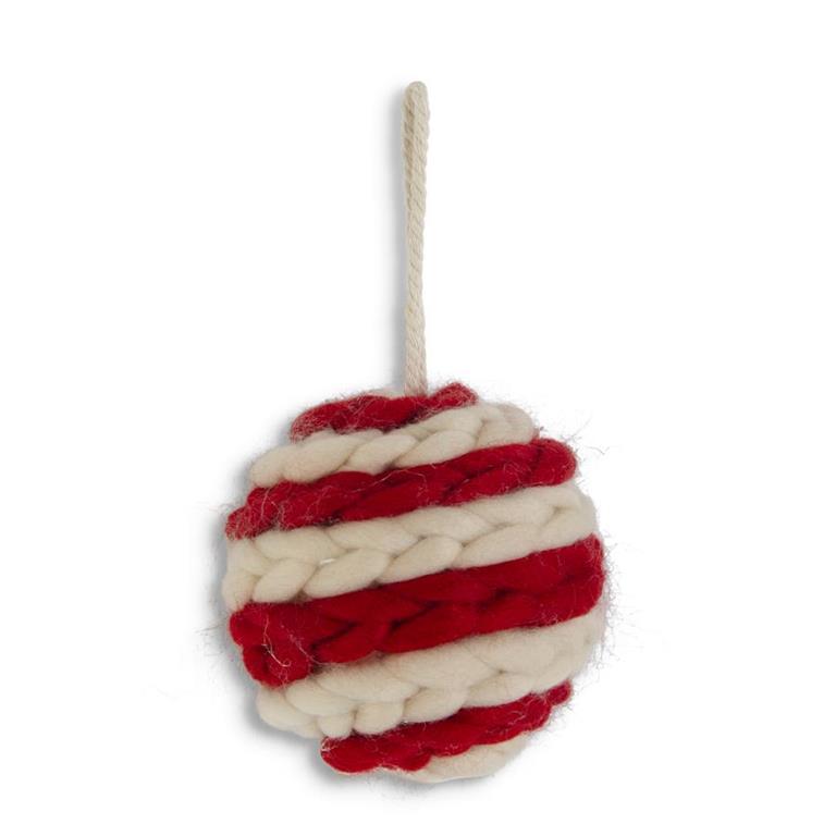 4.5in Red & Cream Braided Ornament