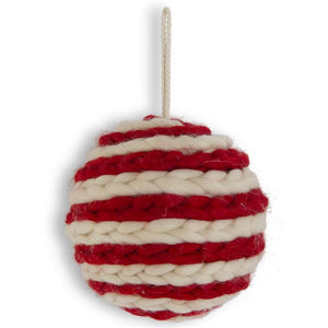 7in Red & Cream Braided Ornament