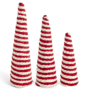 Large Red & Cream Braided Yarn Tree
