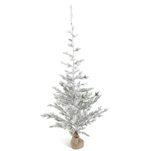 72in Flocked Burlap Sack Pine Tree