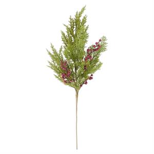 24in Juniper & Cypress Pine Stem w/Red Berries
