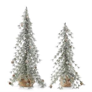 Large Glittered Snowy Pine Tree w/ Pinecones