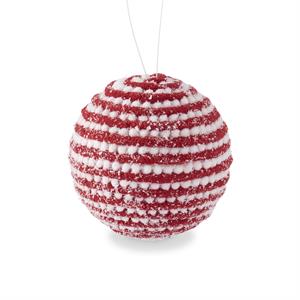 4.75in Glittered Snowy Red & White Yarn Ball