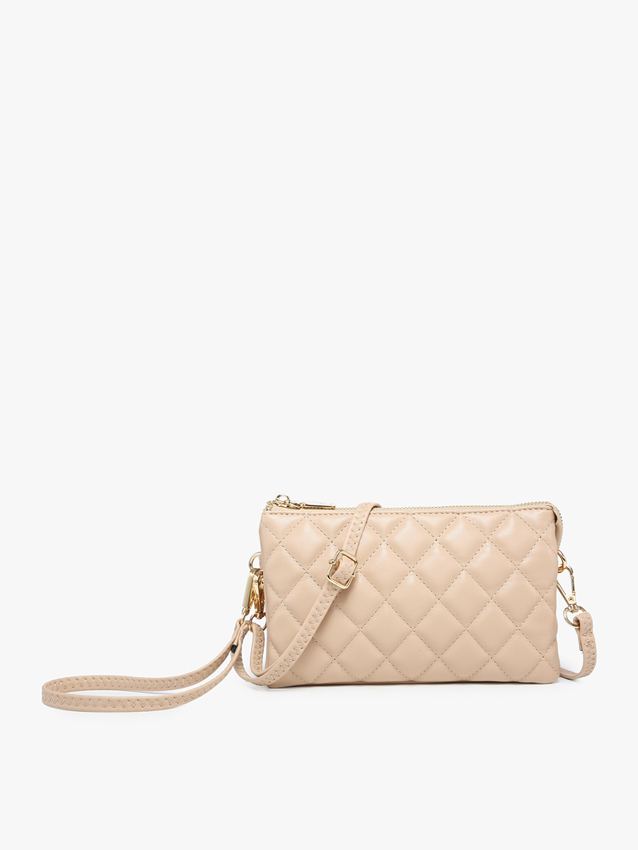 Tan Riley Quilted Crossbody/Wristlet