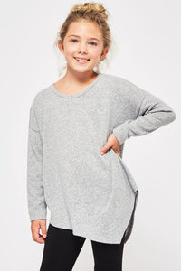 Kids Heather Grey Asymmetrical Top