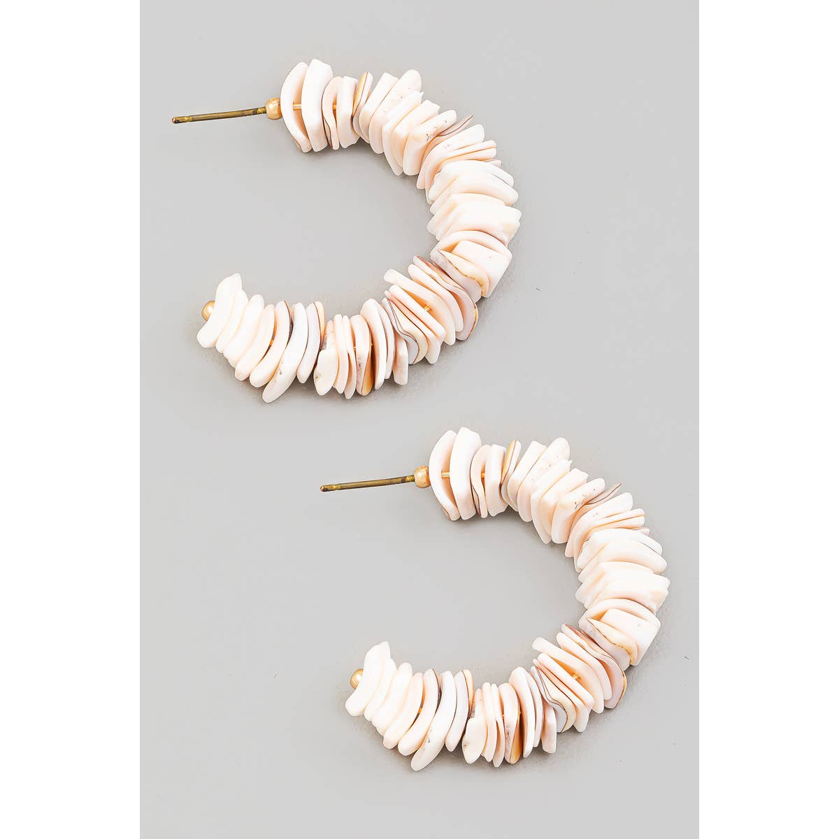 Layered Square Cut Shell Hoop Earrings