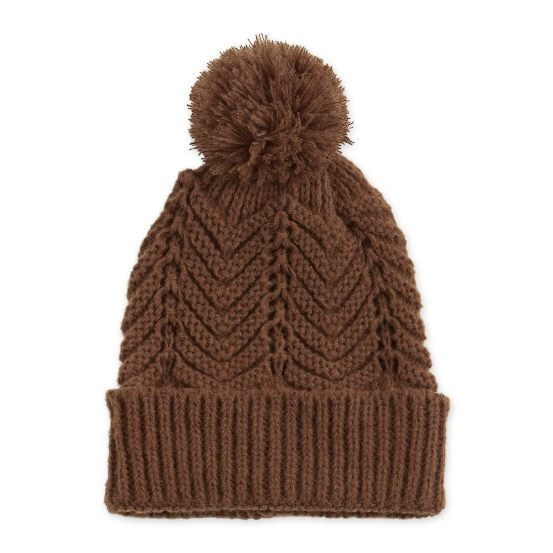 CHEVERON KNIT HAT - BROWN