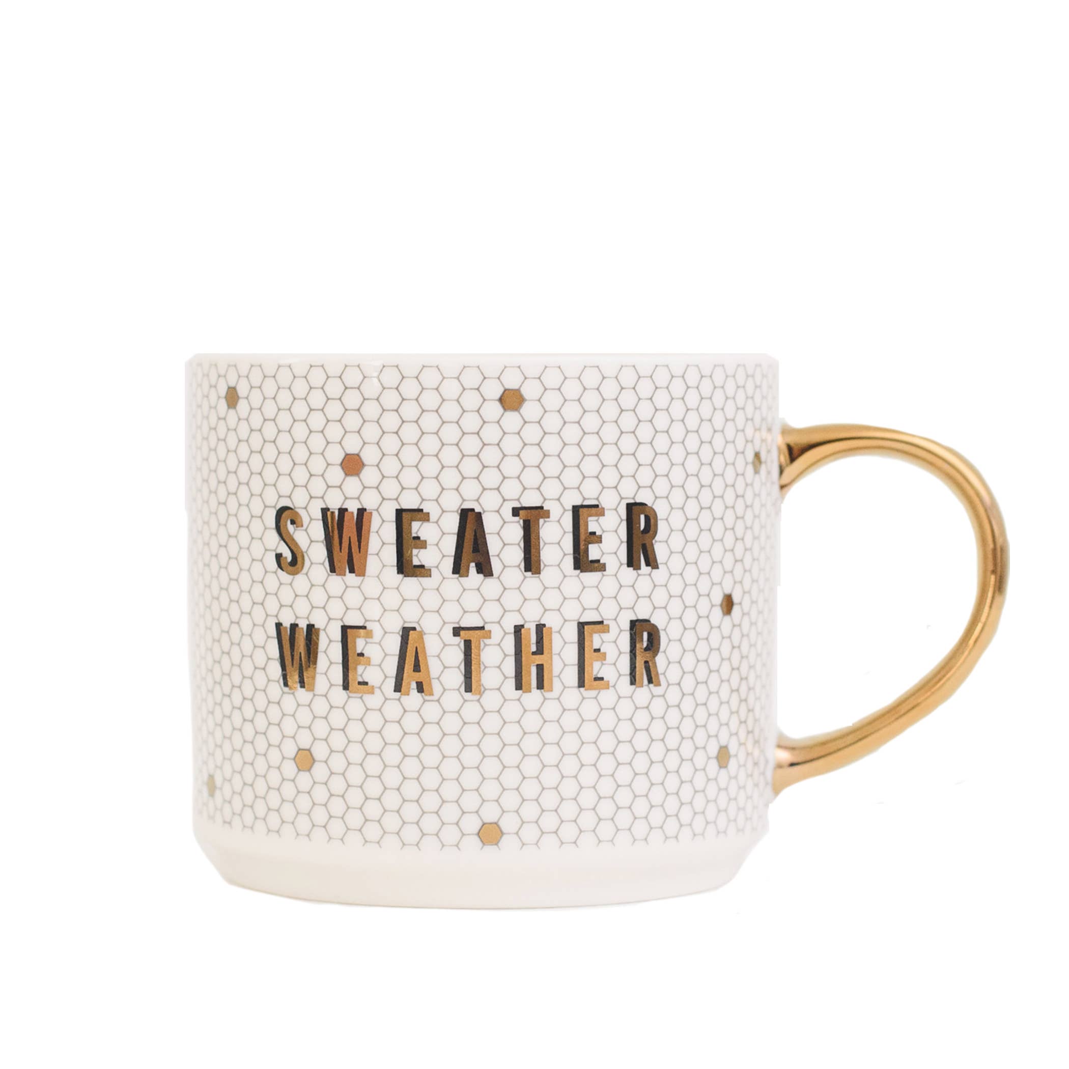 Sweater Weather - Gold, White Tile Coffee Mug - 17 oz