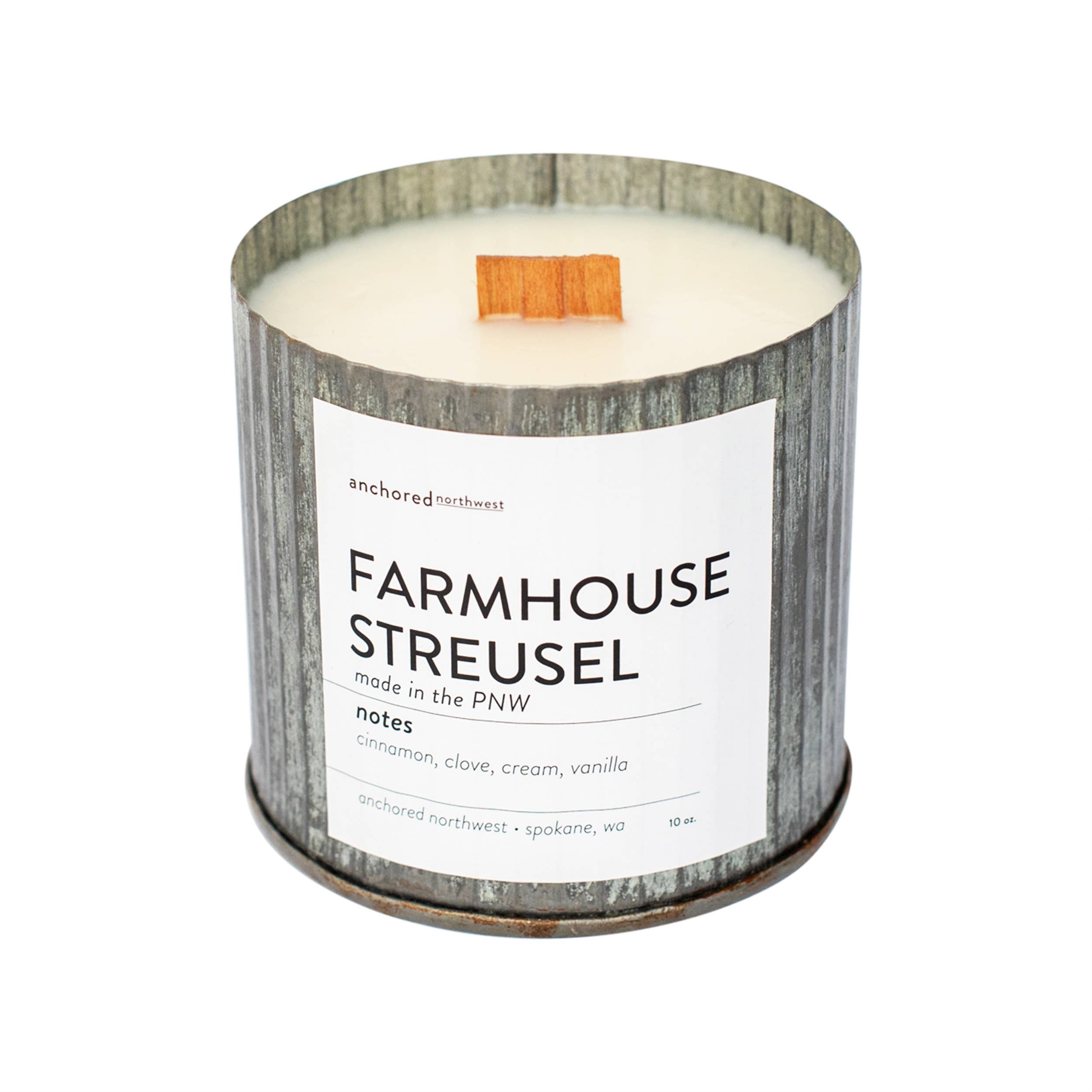 Farmhouse Streusel Wood Wick Rustic Farmhouse Soy Candle