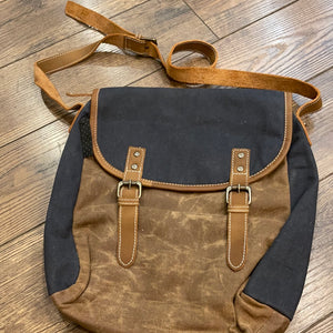 Navy & Brown Canvas Crossbody