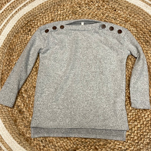 Kids Grey Button Shoulders