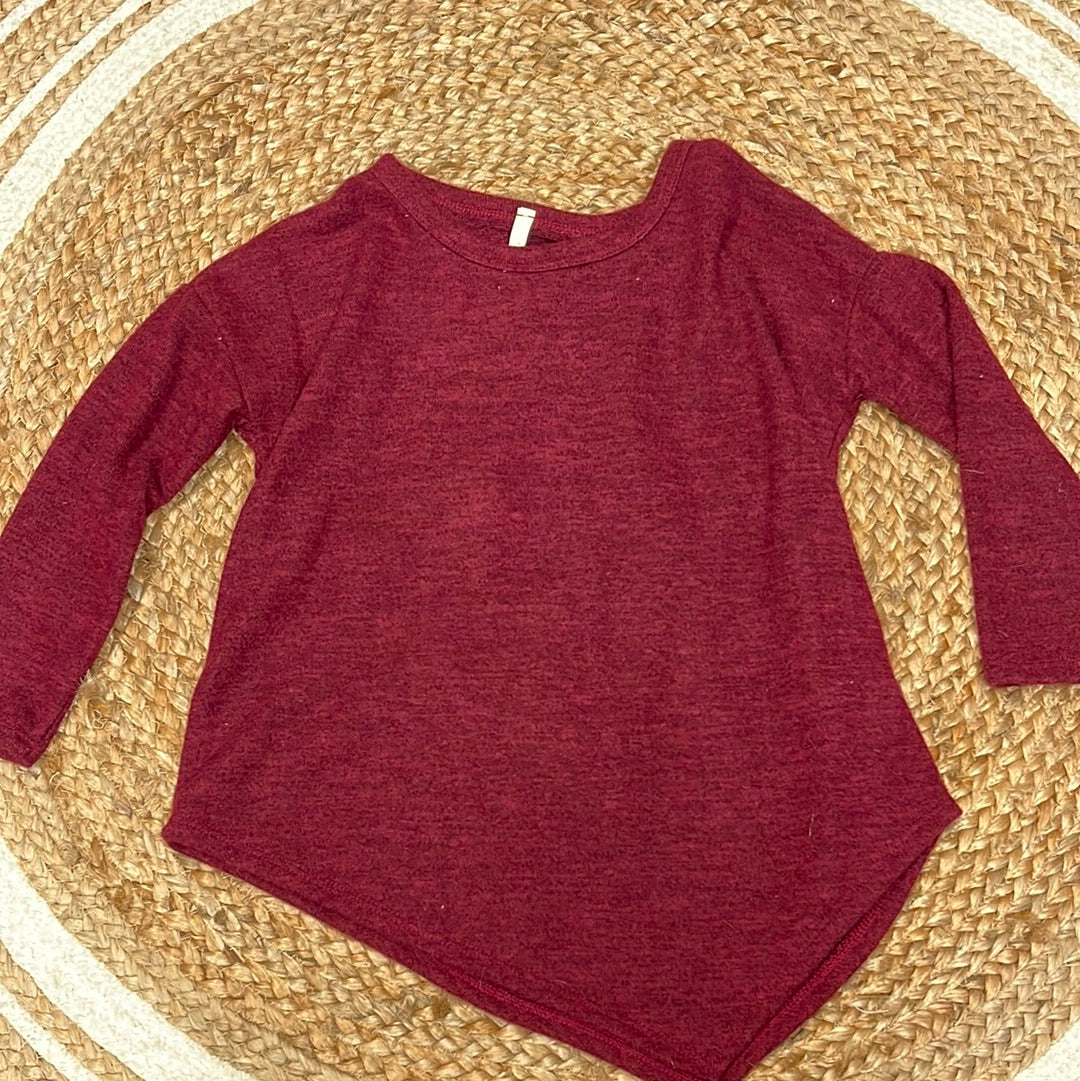 Kids Burgundy Asymmetrical Top