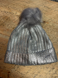 Grey Metallic Hat